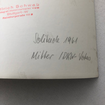 Vintage Solitude Grand Prix Racing Photo Photograph 1961 Mitter DKW