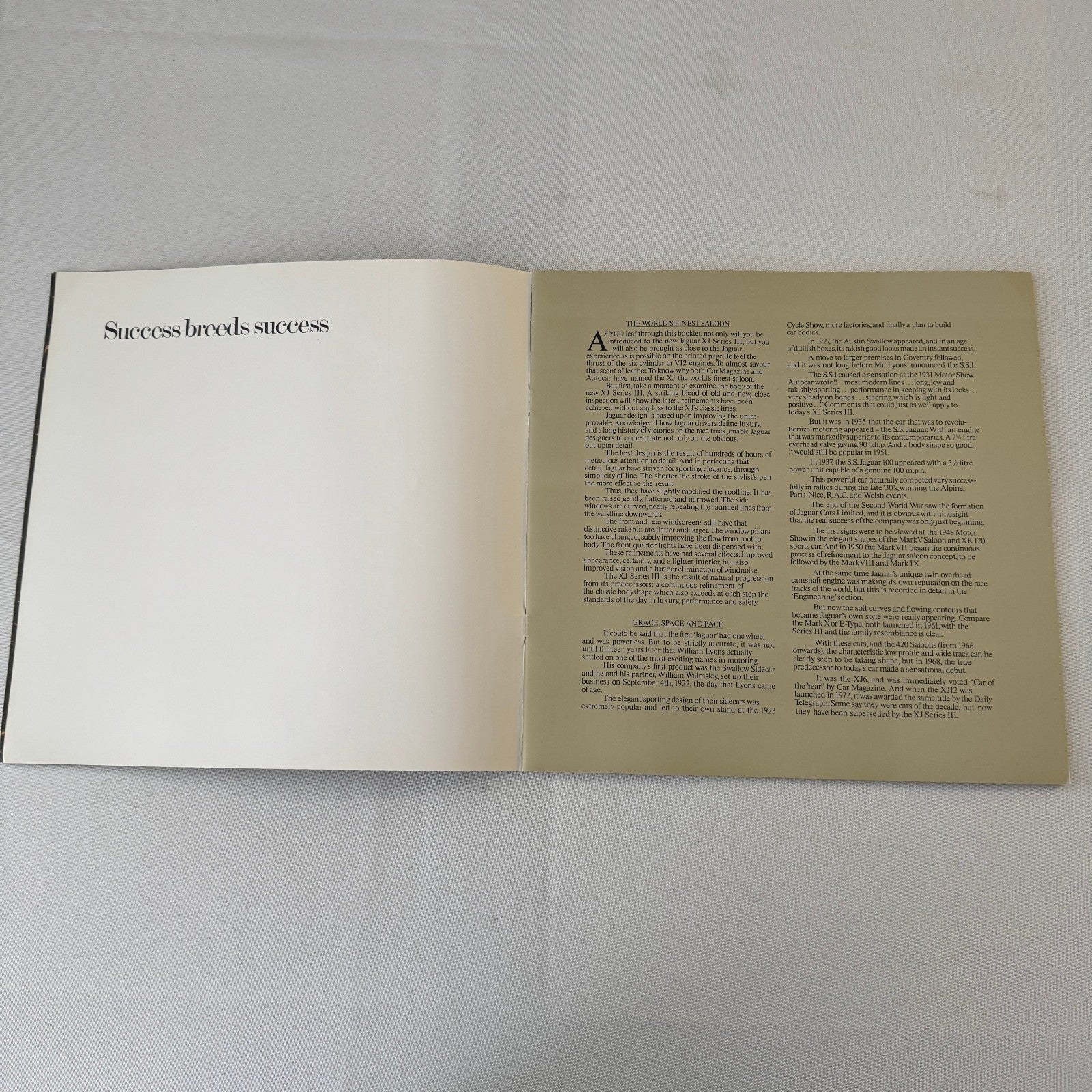 Jaguar XJ Series III Vintage Car Sales Brochure Catalog Advertising