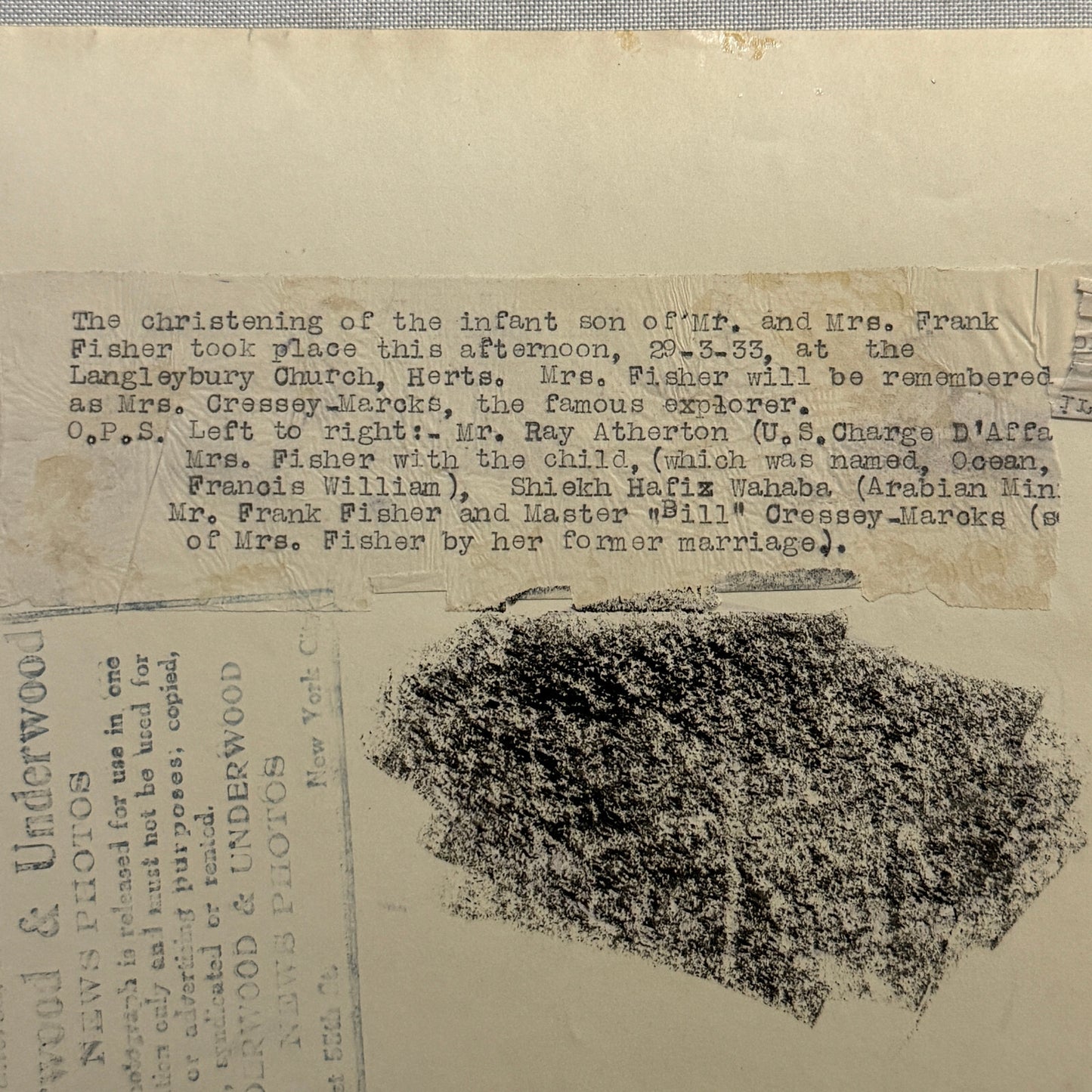 Violet Cressy Marcks Explorer Child Christening Ceremony at Church Press Photo