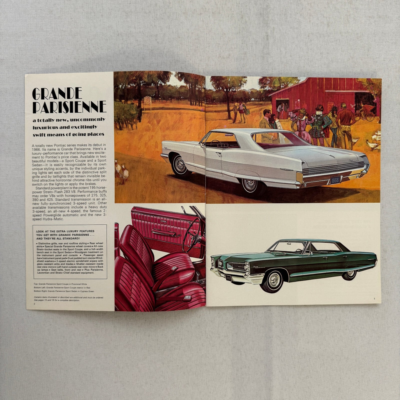 1966 Pontiac Sales Brochure Catalog Grand Parisienne Laurentian Strato Chief