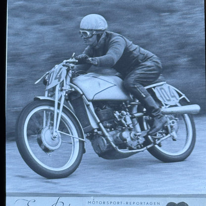 Antique Glass Plate Lantern Slide Motorcycle Racing Karl Lottes DKW German Bike