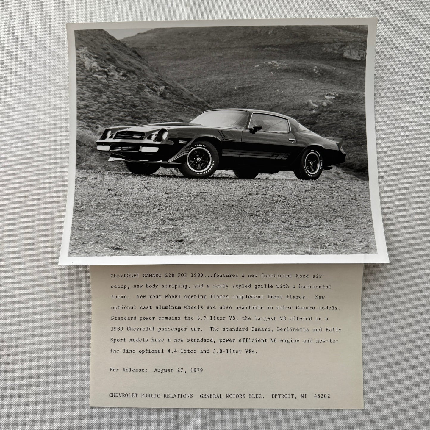 1980 Chevrolet Camaro Z28 Factory Press Publicity Photo Photograph Chevy