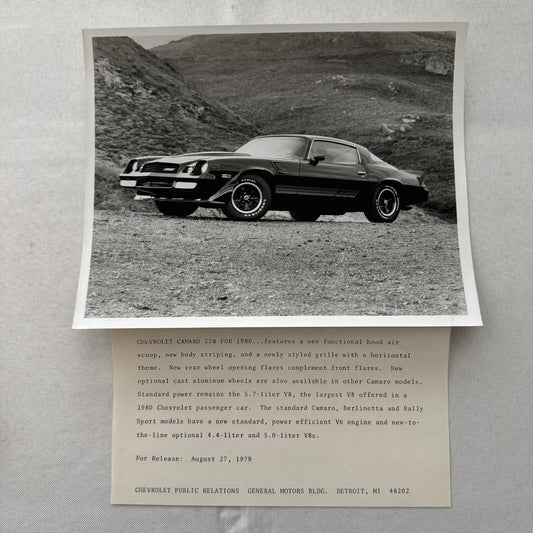 1980 Chevrolet Camaro Z28 Factory Press Publicity Photo Photograph Chevy