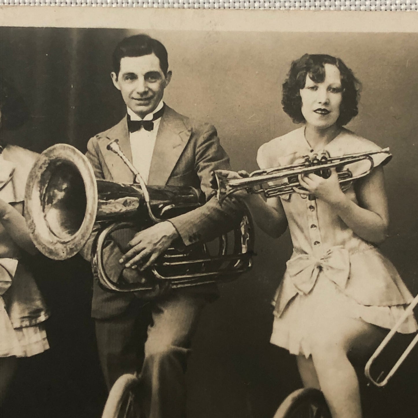 Circus Performer Unicycle Musicians Photo Postcard Real Photo Postcard RPPC ?