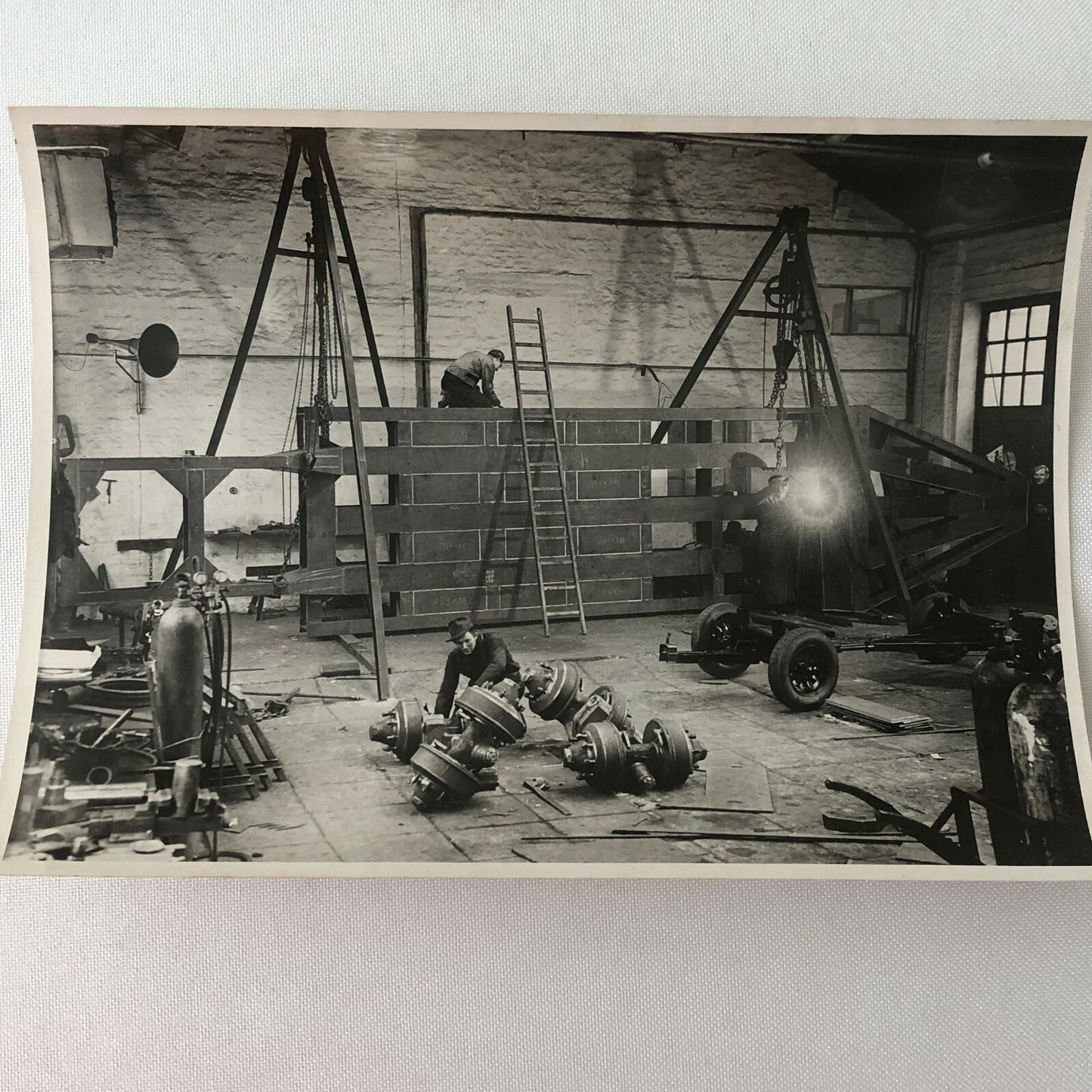 Vintage Photograph of a Factory with Workers Denmark Ergo Trailer Industrial