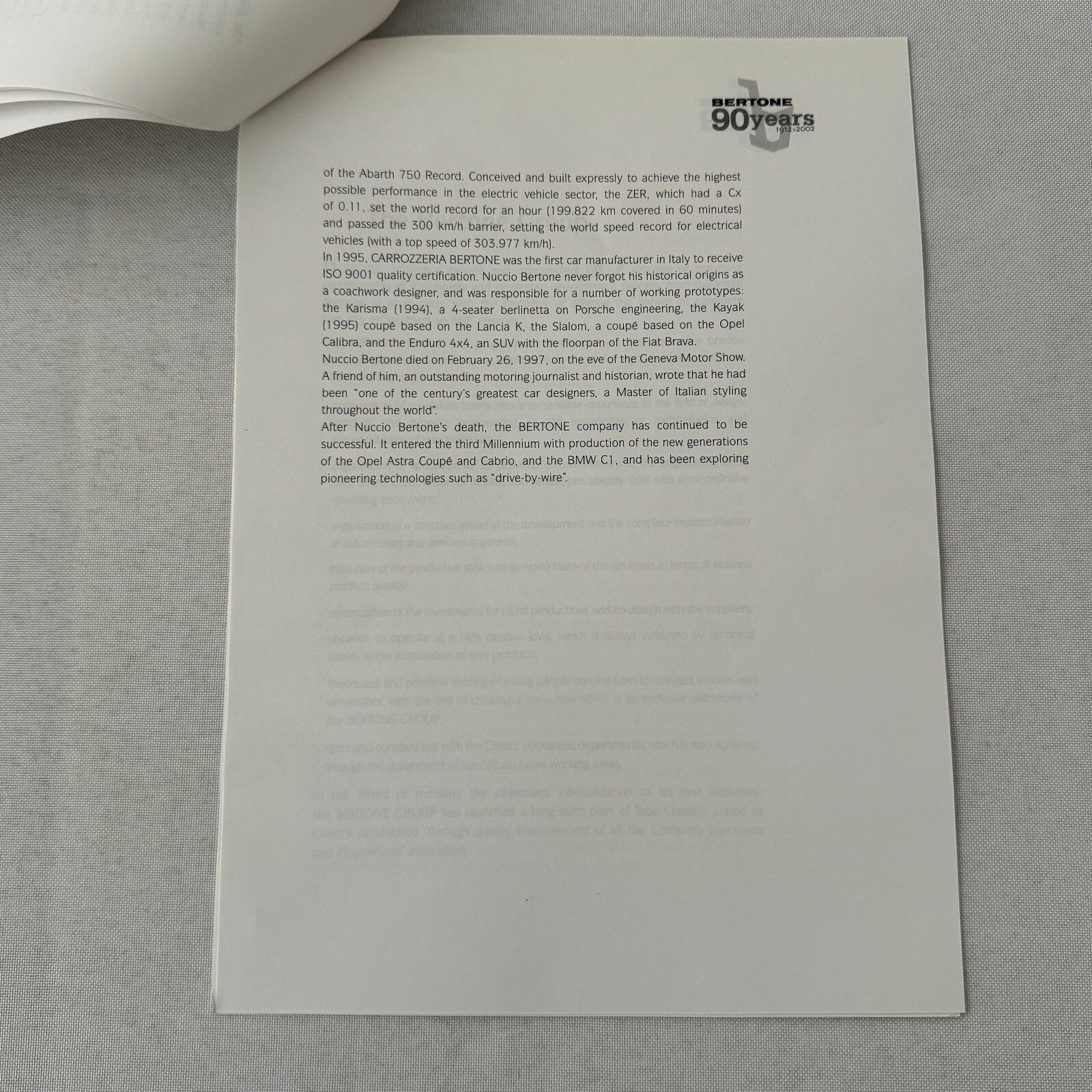 2002 Bertone Car History Press Kit in Embossed Folder Alfa Romeo Lamborghini +