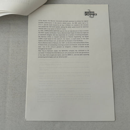 2002 Bertone Car History Press Kit in Embossed Folder Alfa Romeo Lamborghini +