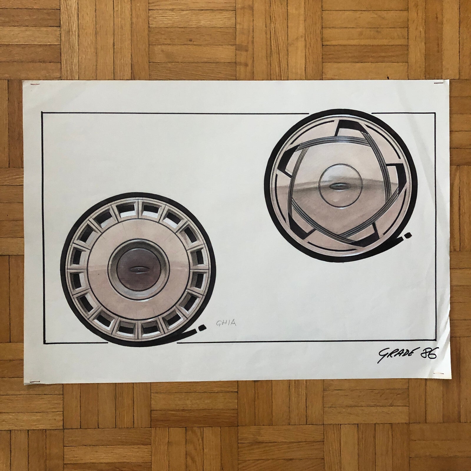 Car Styling Concept Illustration Art Drawing Sketch Vintage Lot 7x Ford Wheels