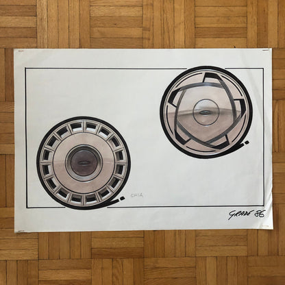Car Styling Concept Illustration Art Drawing Sketch Vintage Lot 7x Ford Wheels