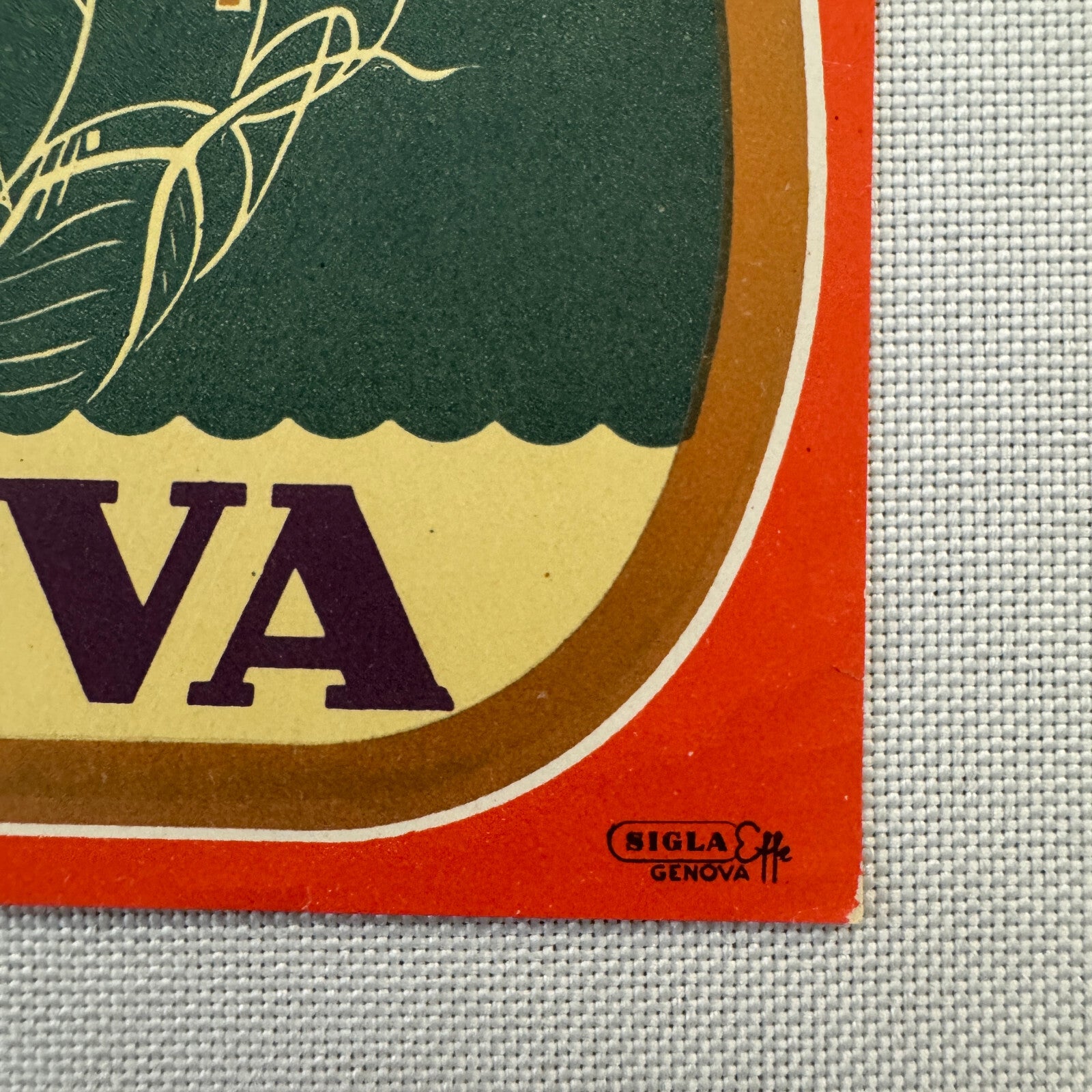 Vintage Hotel Travel Label Hotel Colombia Excelsior Genova Italy Italian