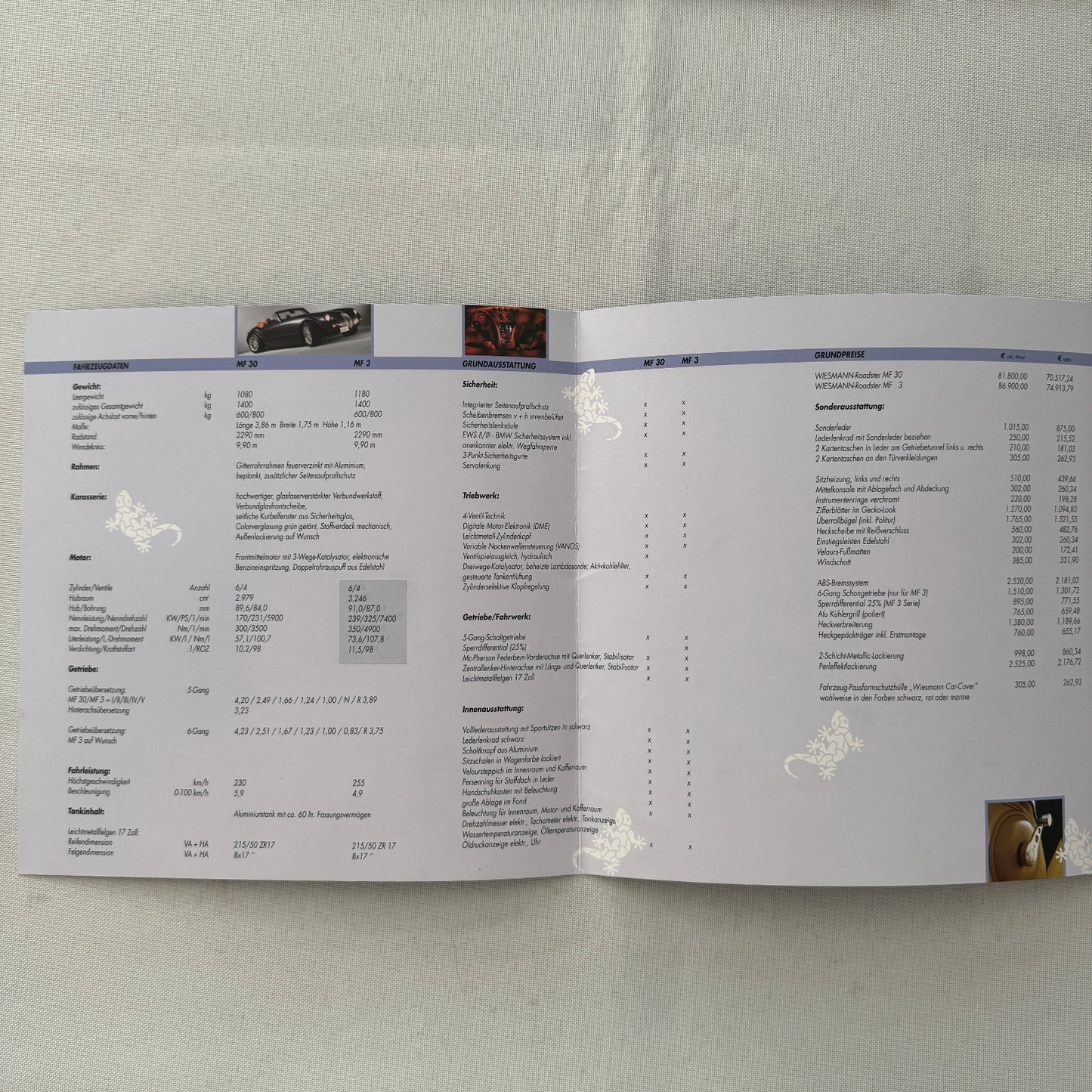 Wiesmann Car Sales Brochure Catalog Lot Wiesmann Roadster German Text