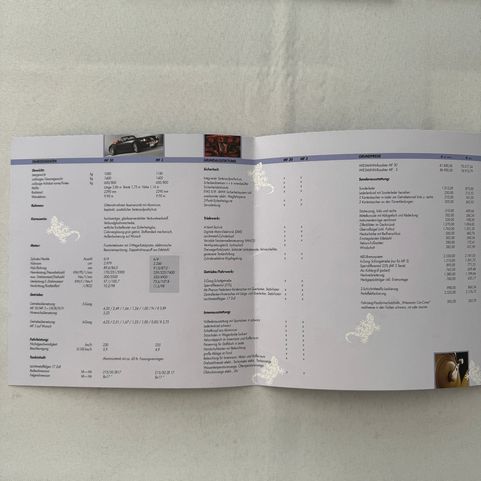 Wiesmann Car Sales Brochure Catalog Lot Wiesmann Roadster German Text