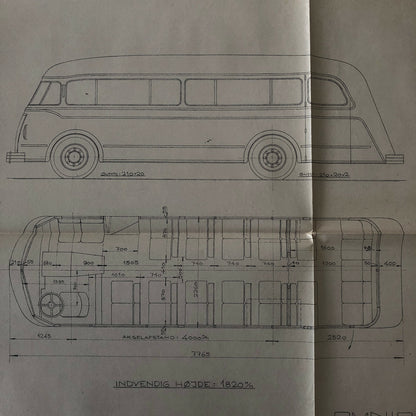 1935 Coachbuilder Bus Design Blueprint Rendering Blue Print Coach Bus Truck