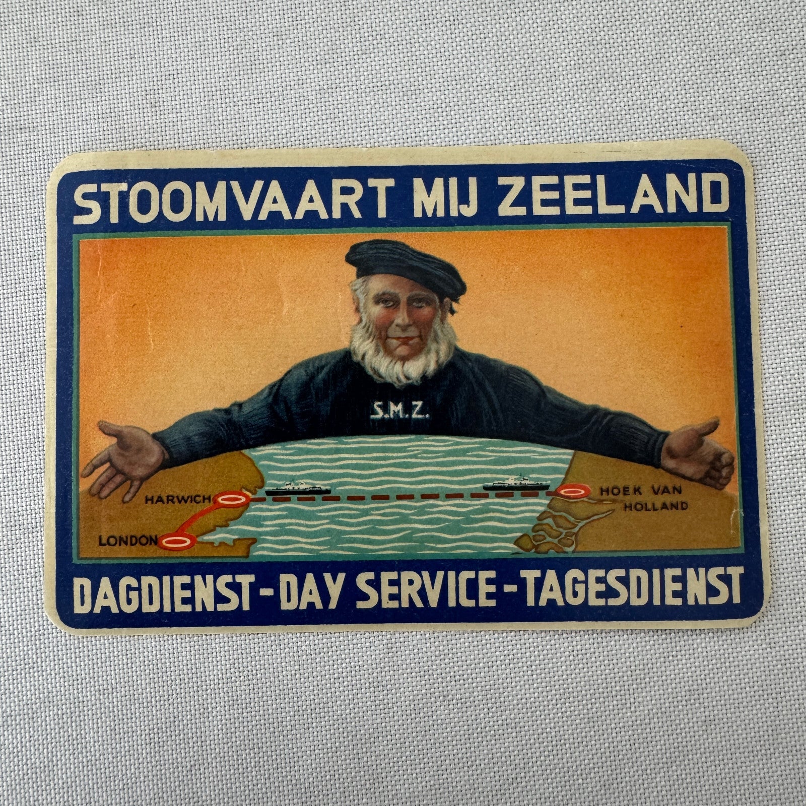 Vintage Travel Luggage Label Dutch Holland Netherlands Steamship Ship Boat ?