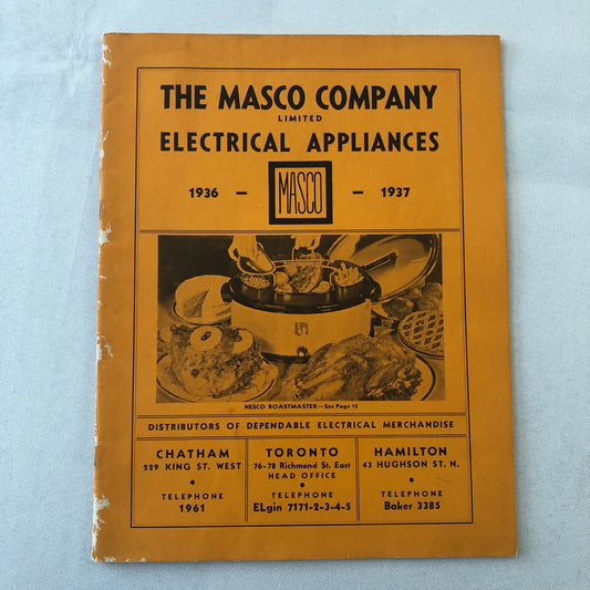 1936 1937 Masco Appliance Catalog Brochure Refrigerator Washing Maching Vacuum +