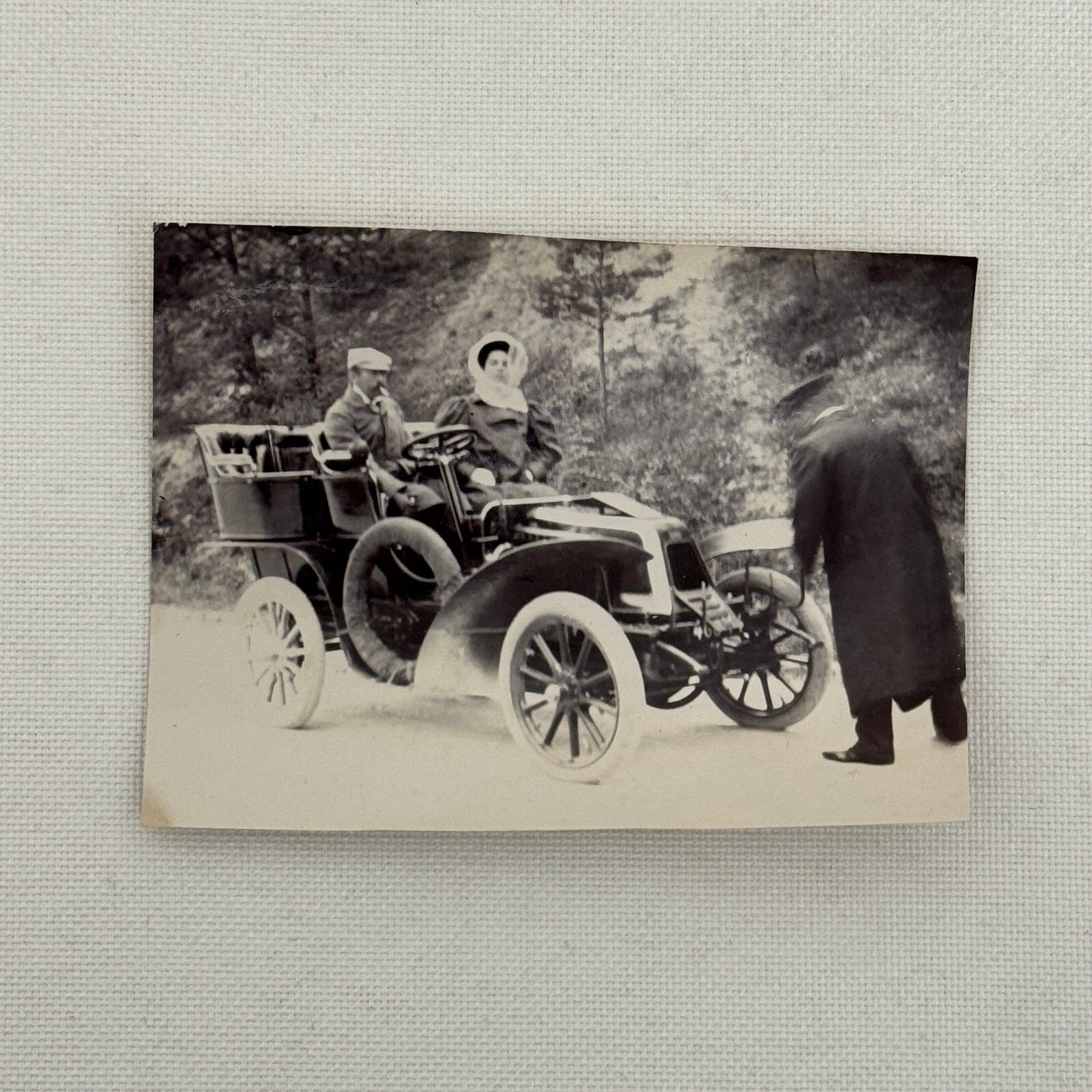 Vintage Photograph Photo Antique People in Early Automobile Car Man Woman