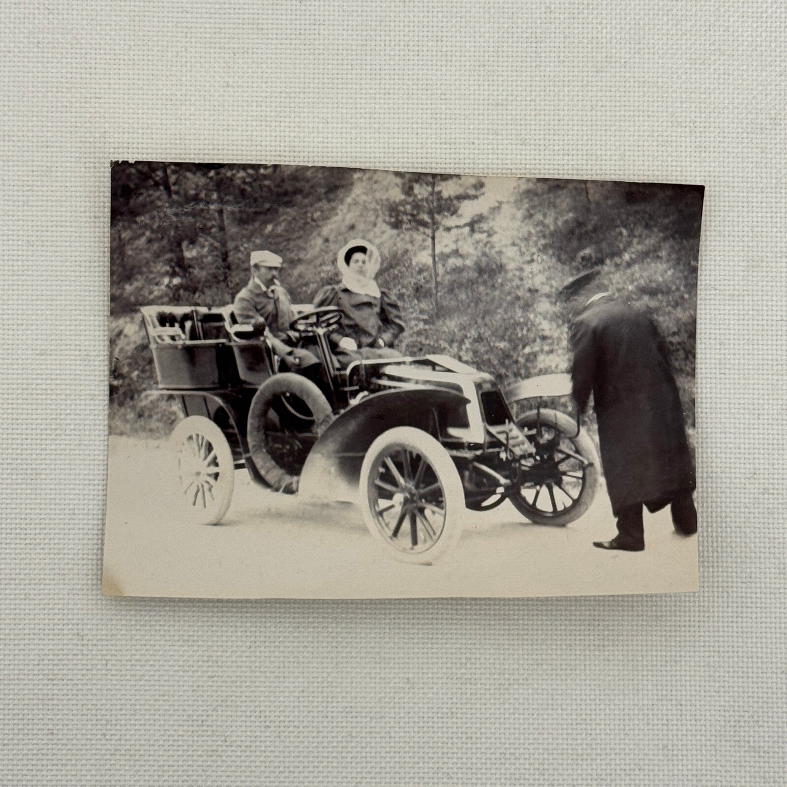 Vintage Photograph Photo Antique People in Early Automobile Car Man Woman