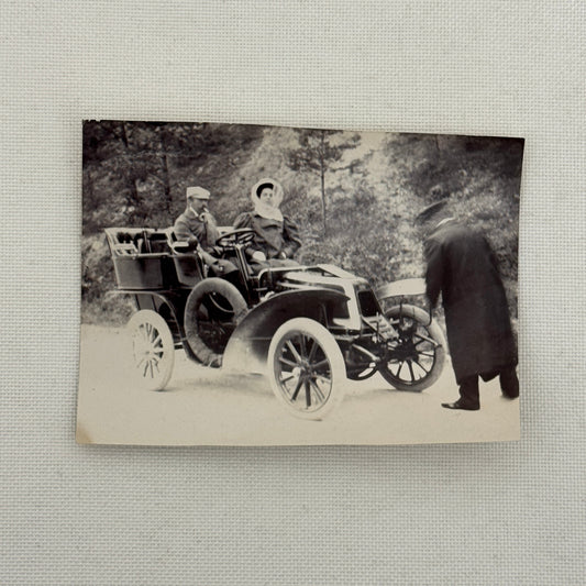 Vintage Photograph Photo Antique People in Early Automobile Car Man Woman