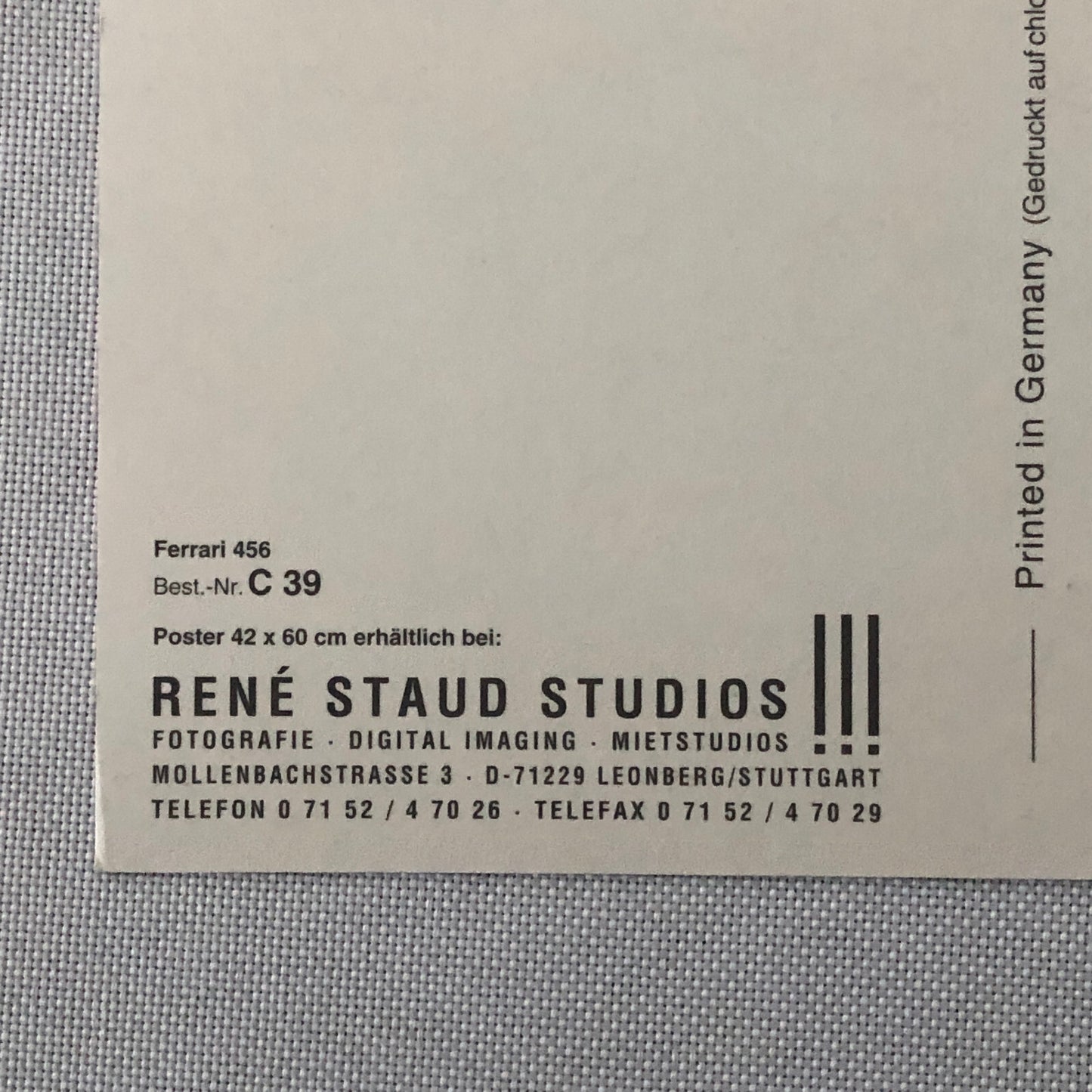 Ferrari 456 Rene Staud Postcard Post Card Sports Car