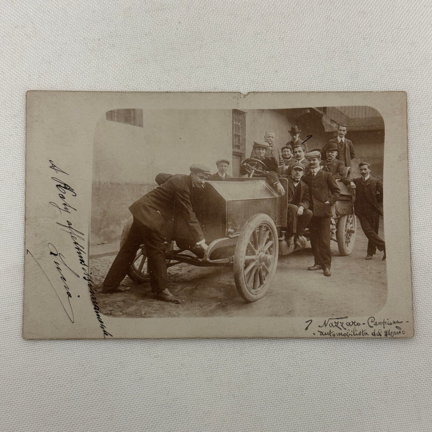 Antique Car Automobile Men Italian Real Photo Postcard RPPC Photograph