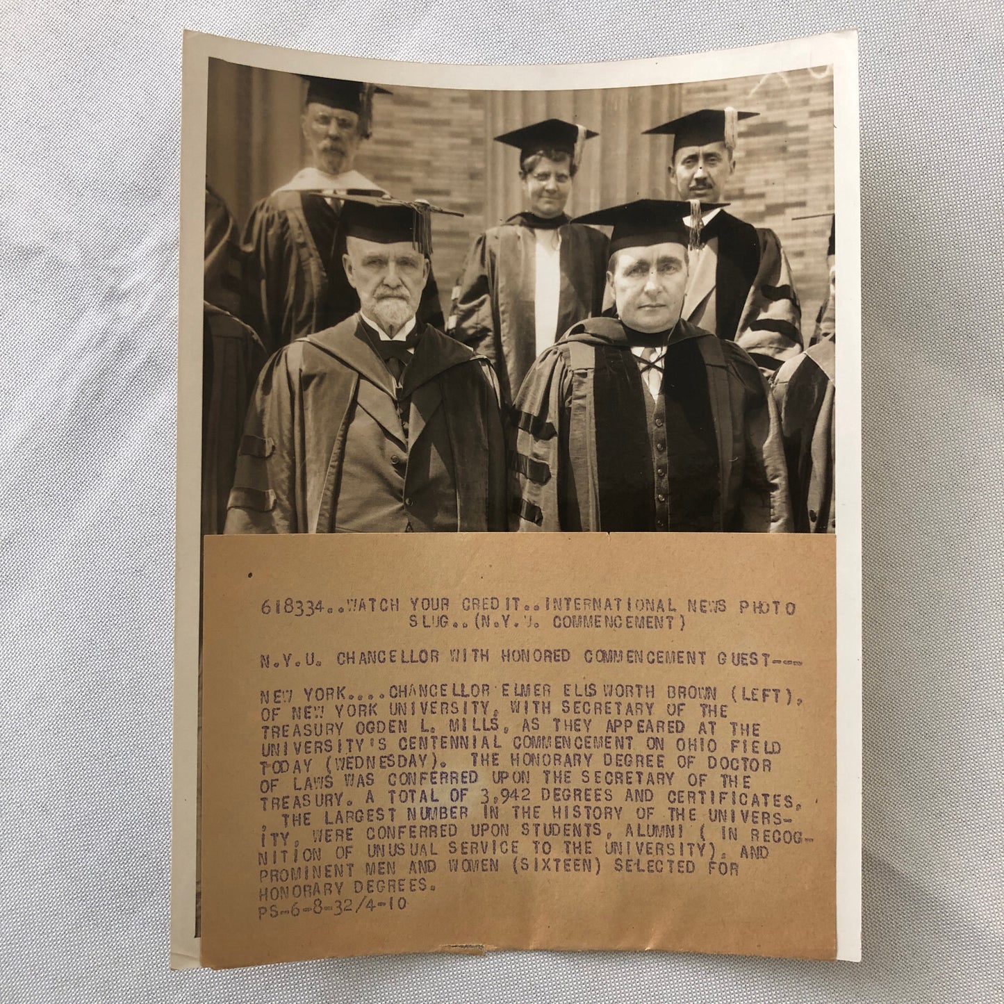 Press Photo Photograph New York University Honorary Degree Tresury Secretary