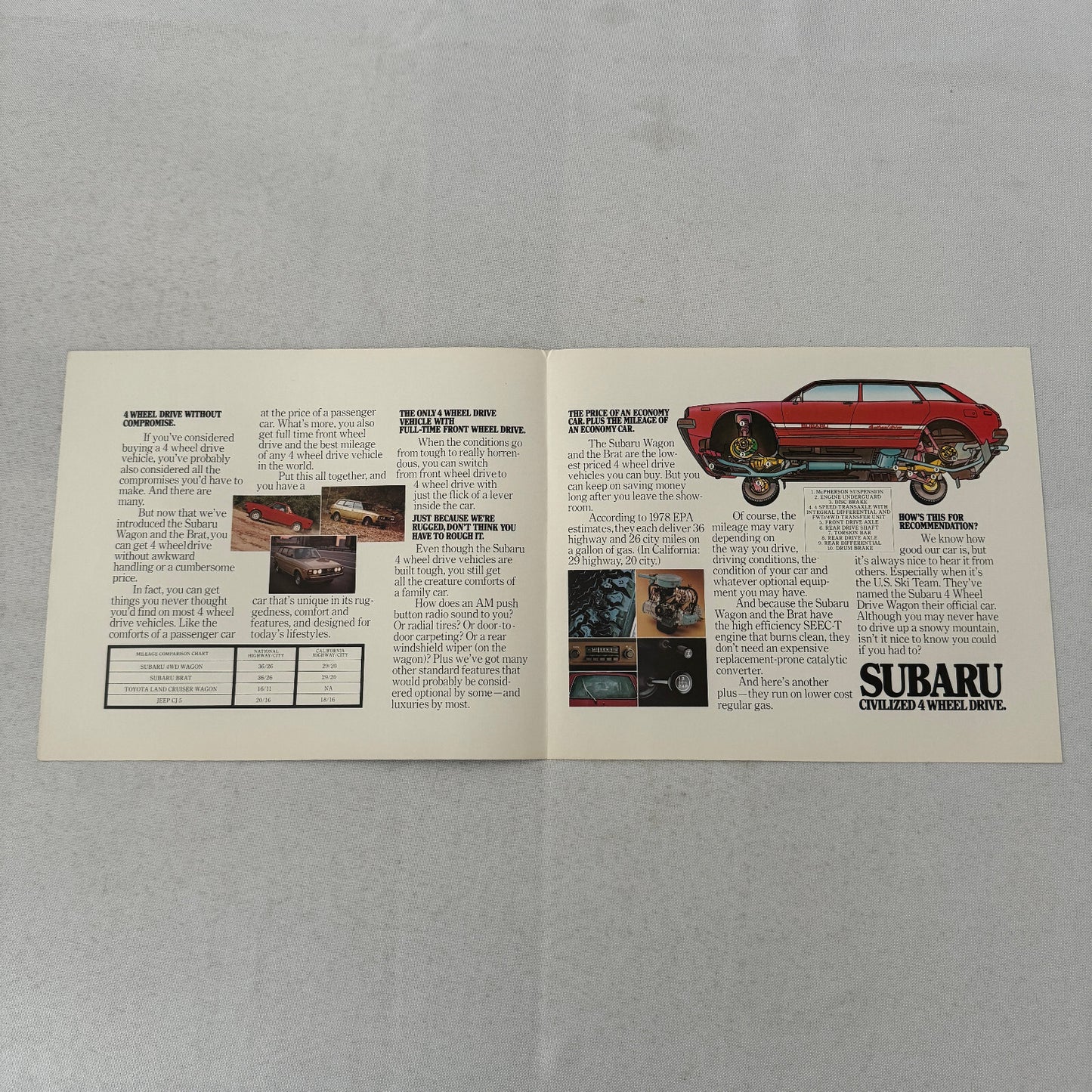 Subaru Brat and Station Wagon Sales Brochure Catalog Advertising Vintage