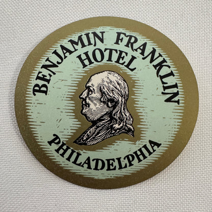 Benjamin Franklin Hotel Philadelphia Pennsylvania PA Vintage Travel Label