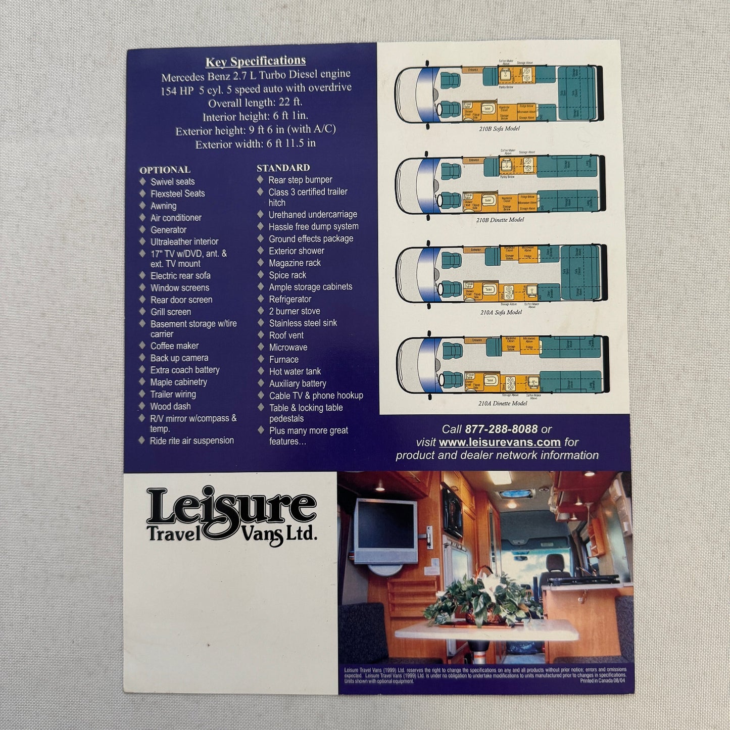 Leisure Travel Vans Ltd Free Spirit 3S Motorhome Camper Van RV Sales Brochure