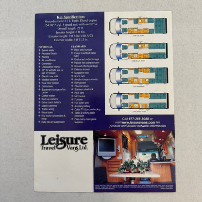 Leisure Travel Vans Ltd Free Spirit 3S Motorhome Camper Van RV Sales Brochure