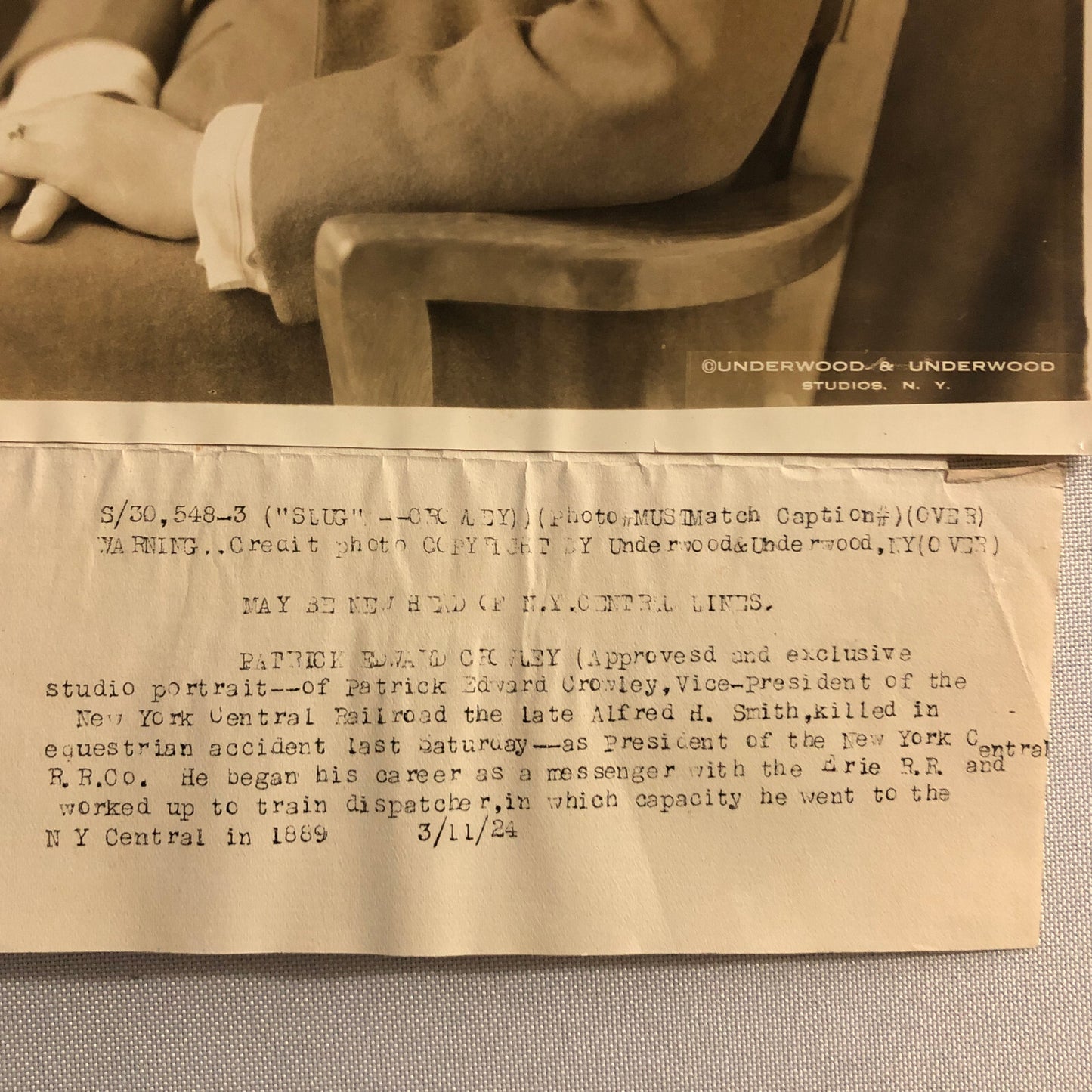 Press Photo Photograph New York Central Railroad Railway President 1924 Train