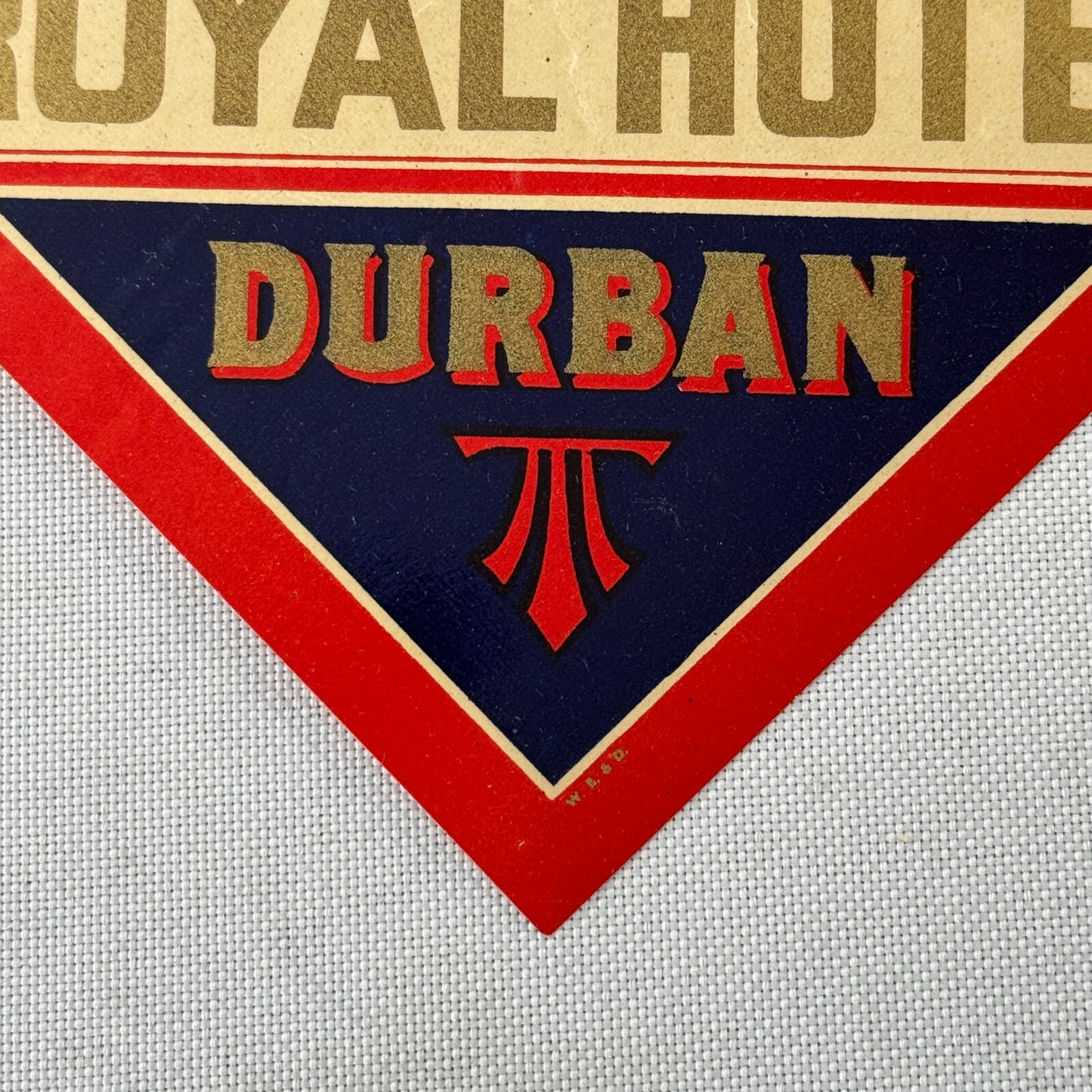 Vintage Travel Luggage Label Royal Hotel Durban South Africa South African