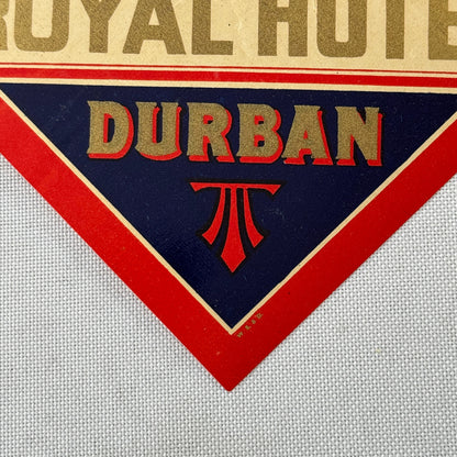 Vintage Travel Luggage Label Royal Hotel Durban South Africa South African