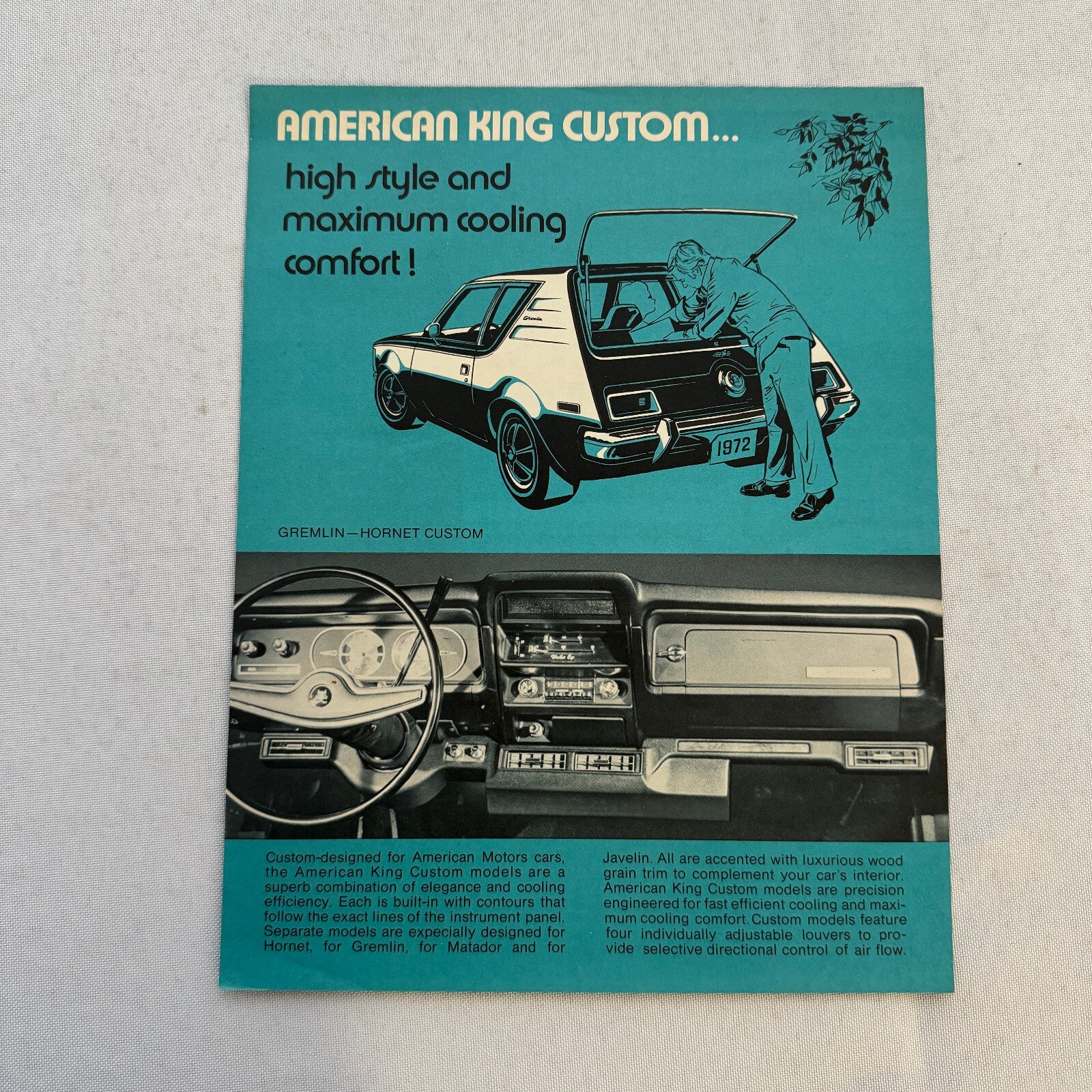 AMC American King Custom Air Conditioner Brochure Gremlin Matador Javelin