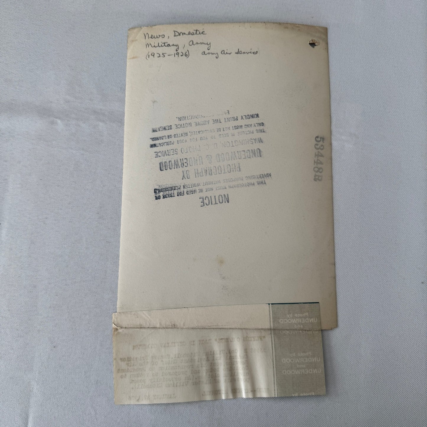 Army Brigadier General Colonel William Mitchell Underwood Press Photo 1926