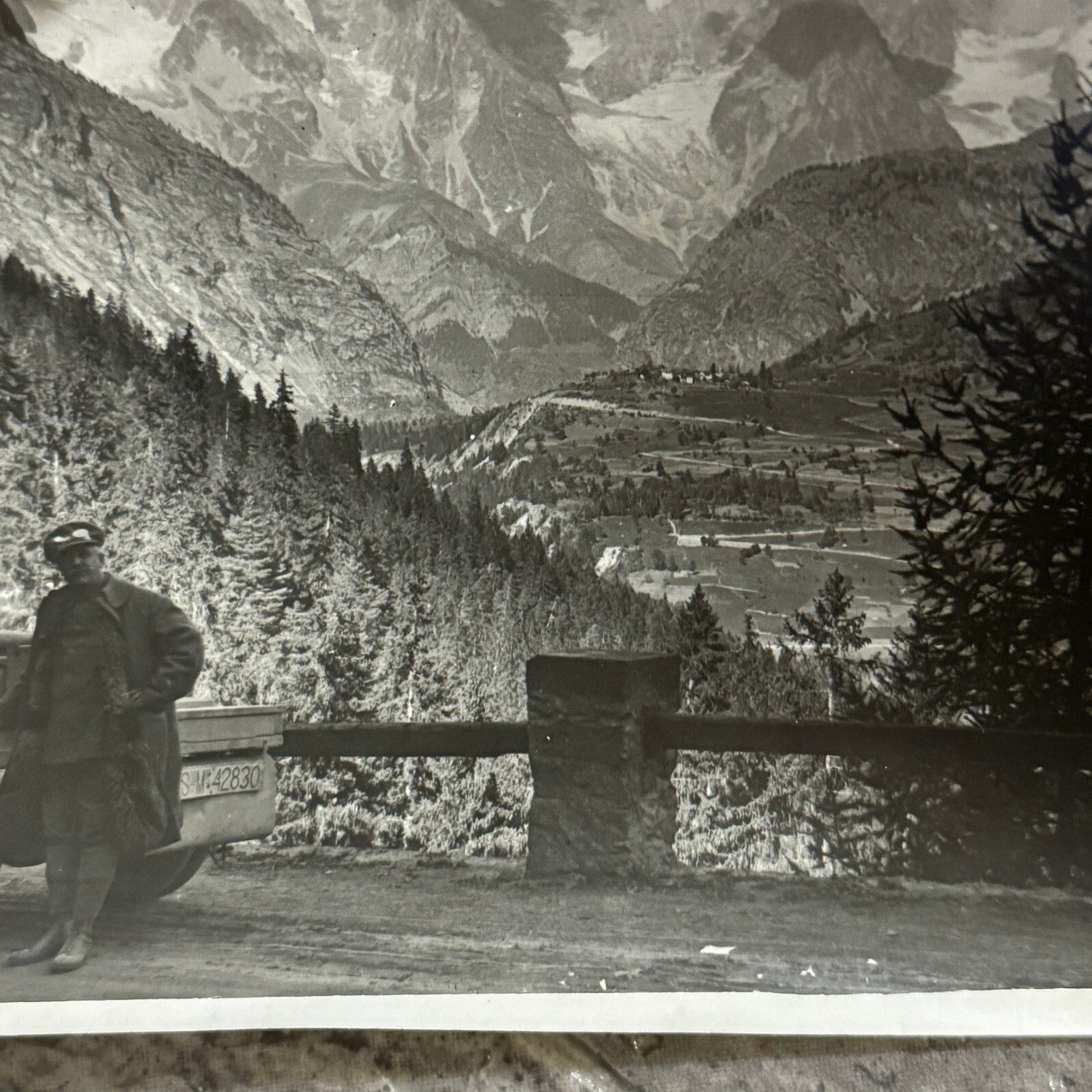 Vintage Photograph Photo Early Automobile Car Men on Mountain Road