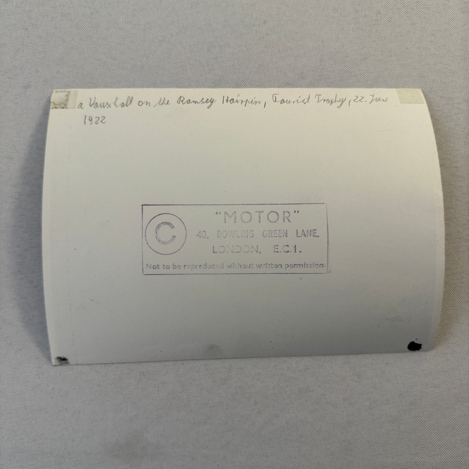 1922 Tourist Trophy TT Race Racing Photo Photograph Vintage Vauxhall Car