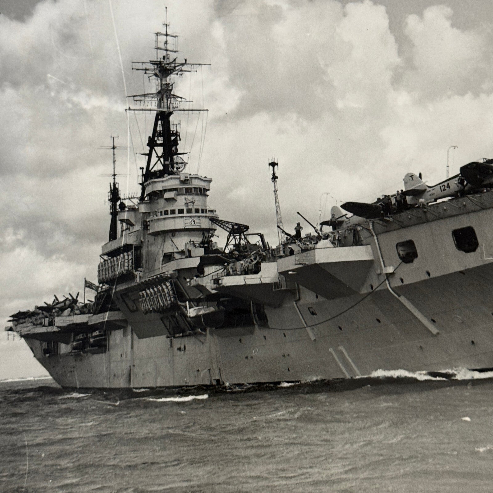 Vintage Military Ship Boat Photo Photograph Print HMS Theseus Aircraft Carrier