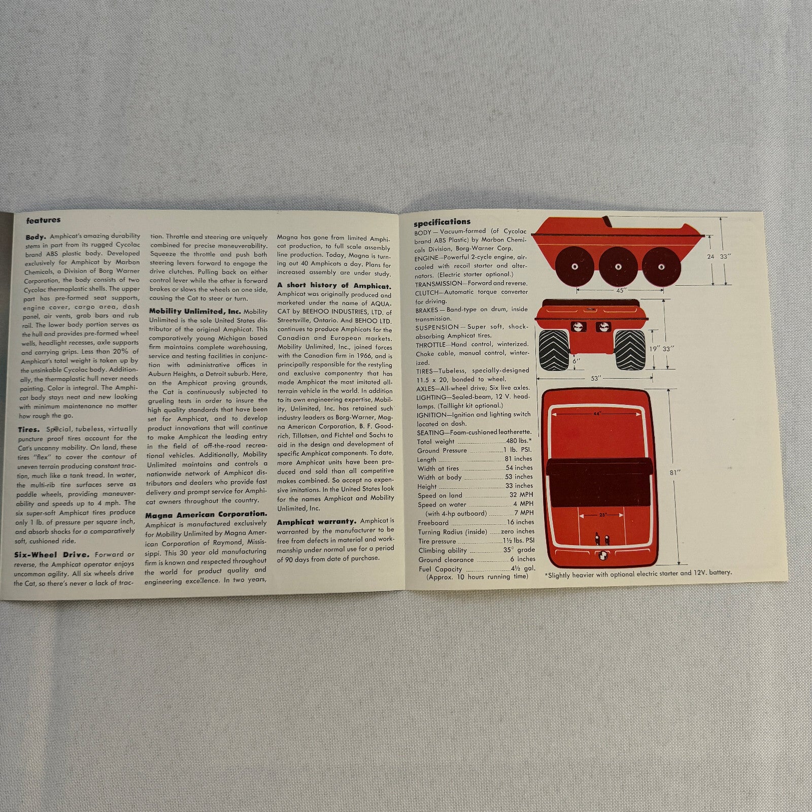 Amphicat ATV Sales Brochure Catalog Advertising Vintage