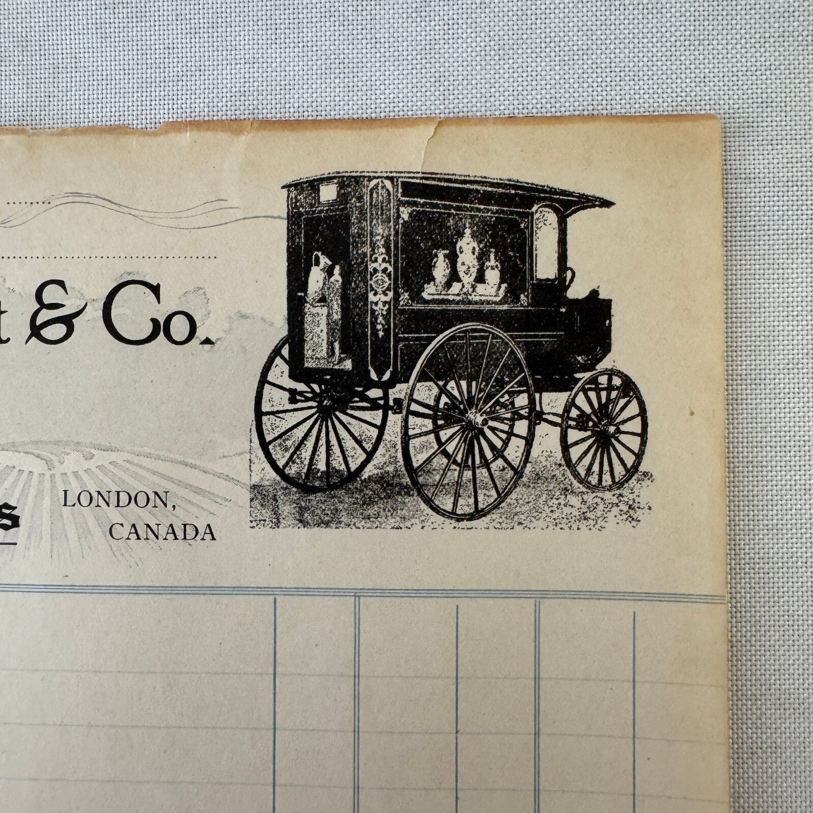 Antique HG Abbott & Co Delivery Wagon Invoice Document Ledger London Ontario