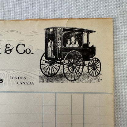 Antique HG Abbott & Co Delivery Wagon Invoice Document Ledger London Ontario