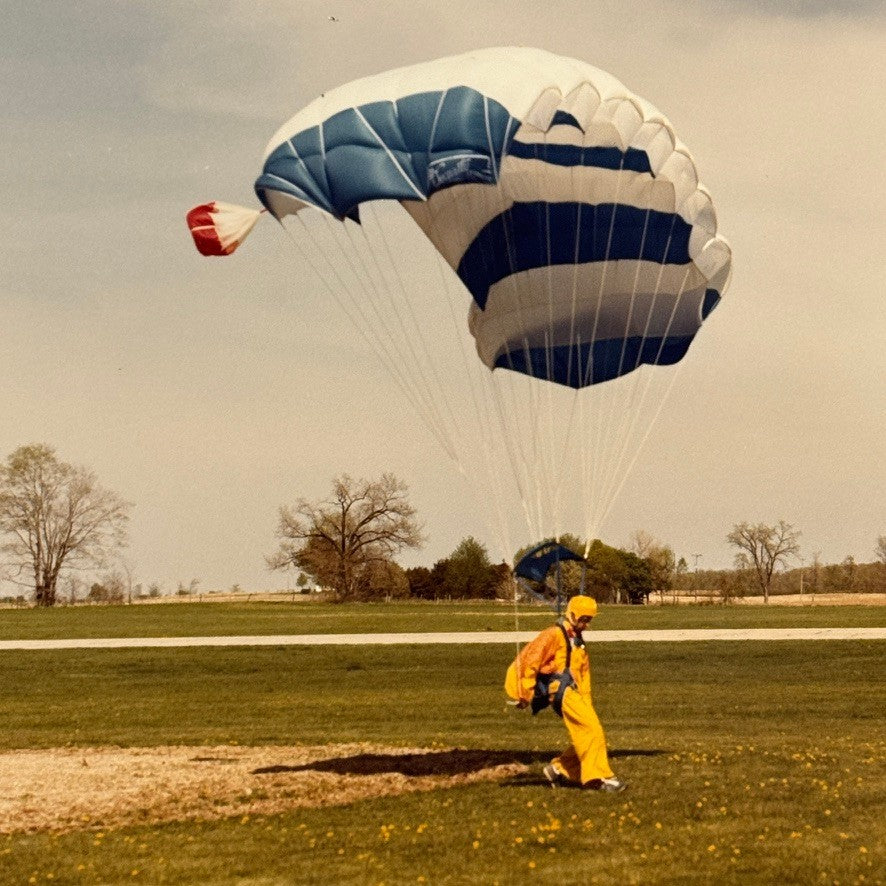 Vintage Skydiving Parachute Photo Large Format Aviation Photograph 1970s-80s