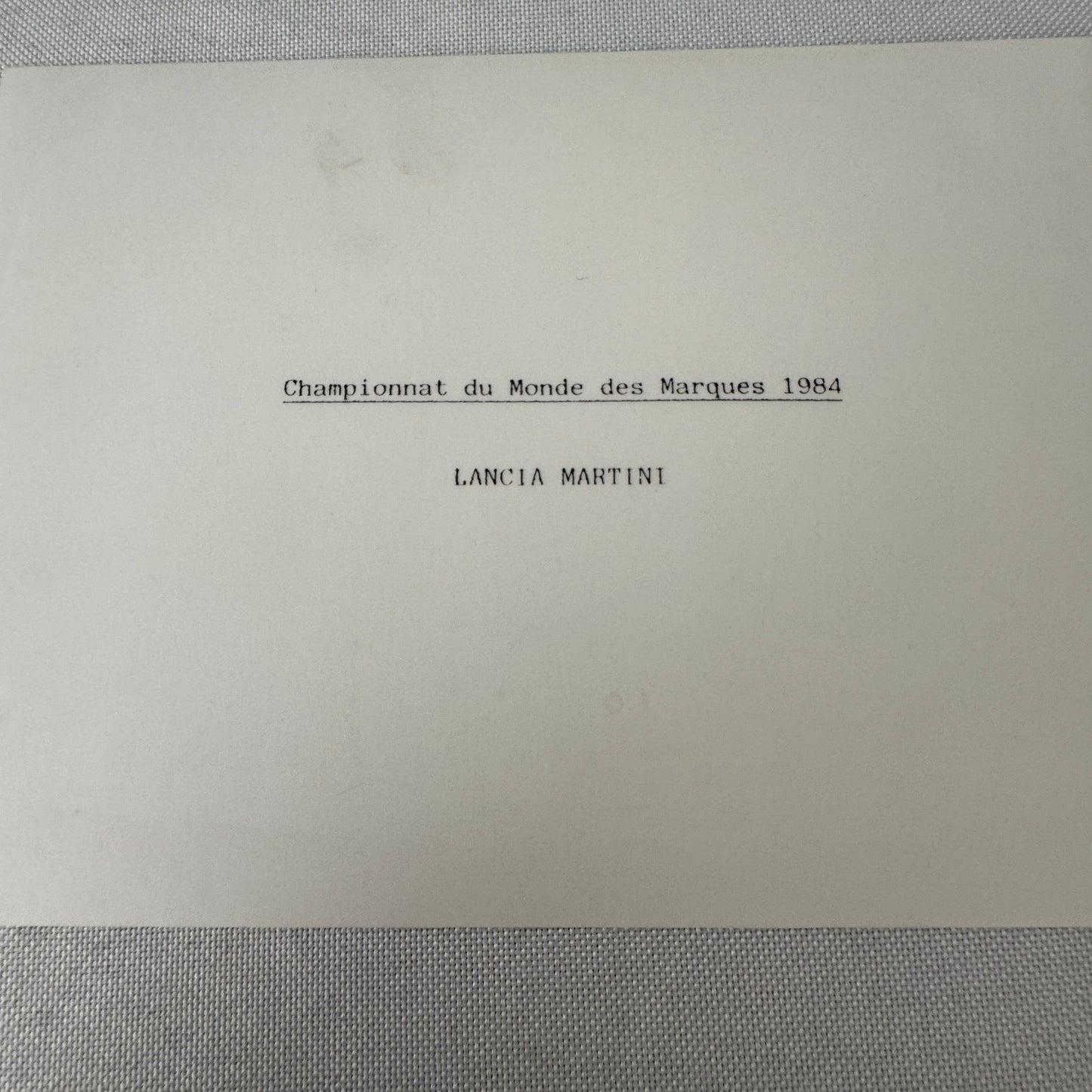 Monza 1000 KM Lancia Martini Racing Car Photo and Press Release Vintage