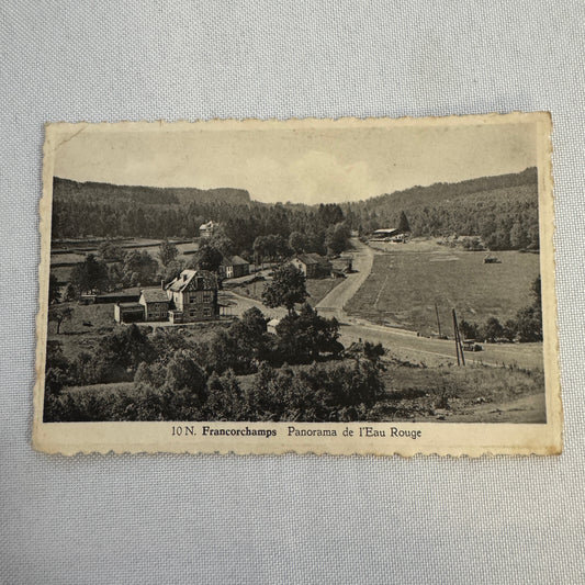 Vintage French Postcard Post Card Francorchamps Panorama de L'Eau Rouge