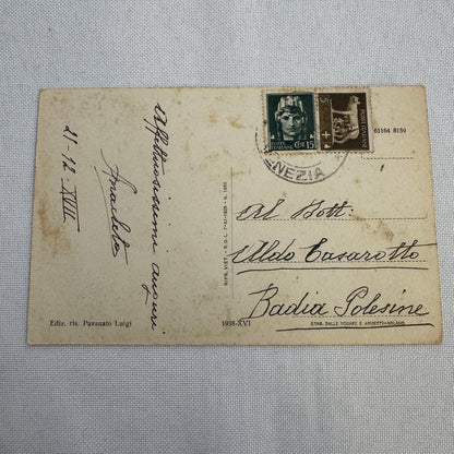 Vintage Italian Postcard Post Card Cavarzere Ponte Sull'Adige Car Automobile
