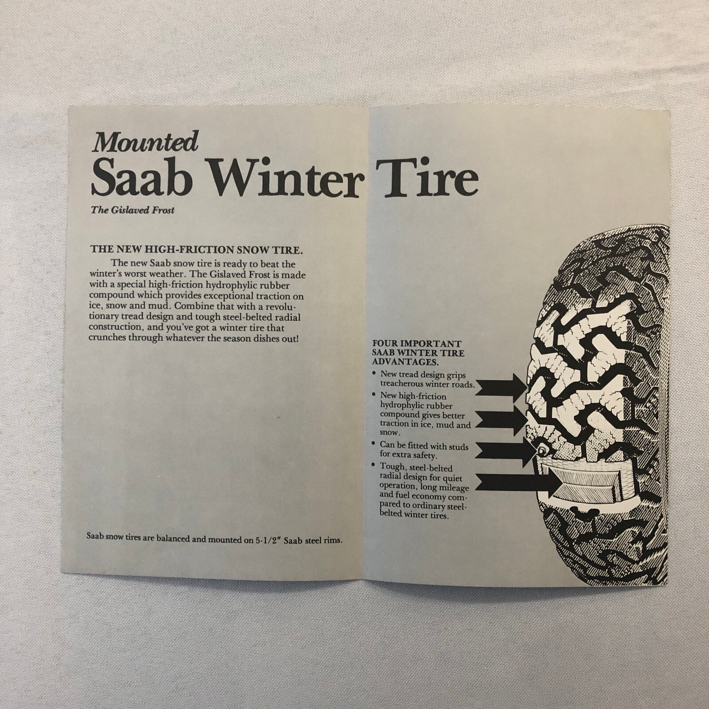 Vintage Saab Car Automobile Winter Tire and Wheel Sales Brochure Catalog