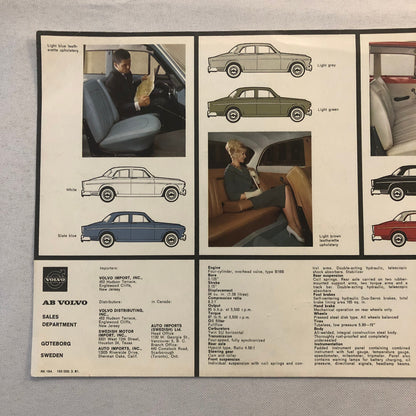 Vintage Volvo 122 S Car Automobile Sales Sheet Brochure Advertising