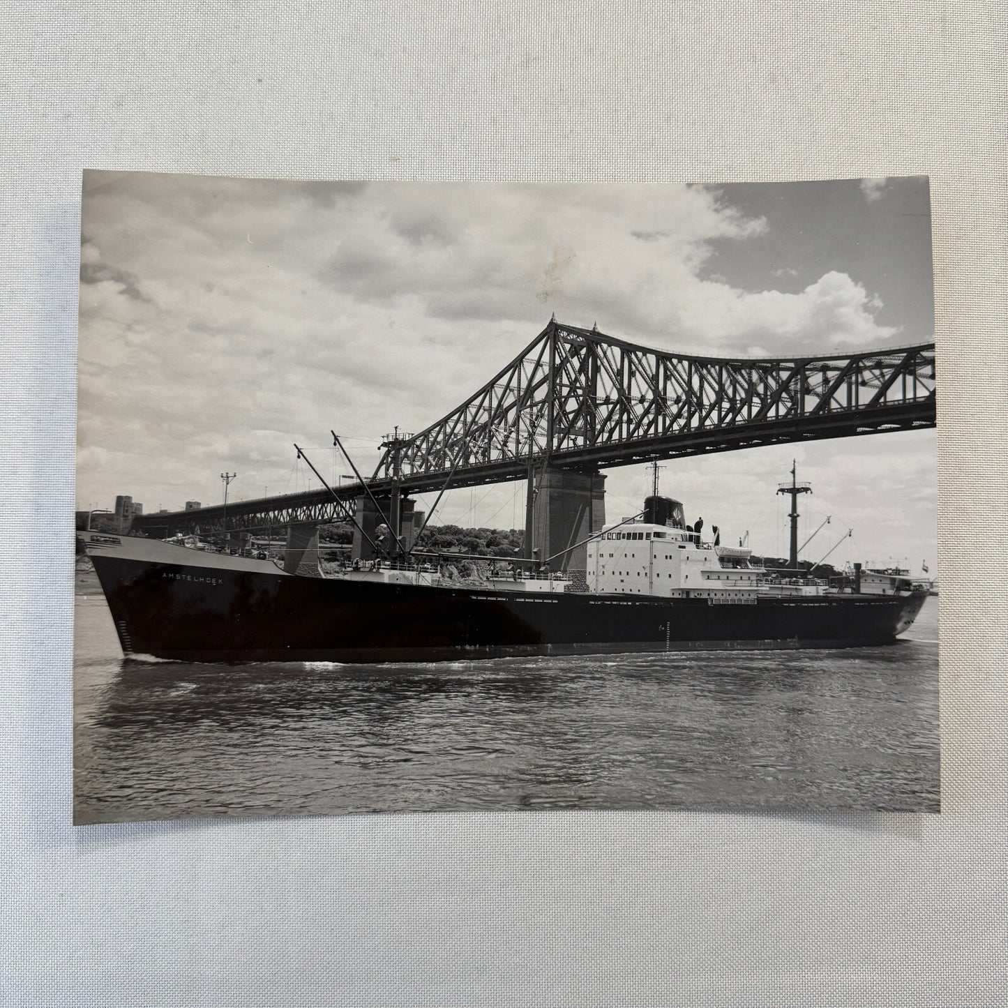 Vintage Boat Ship Photo Photograph Print MV Amstelhoek NLL NedLloyd Line 1960