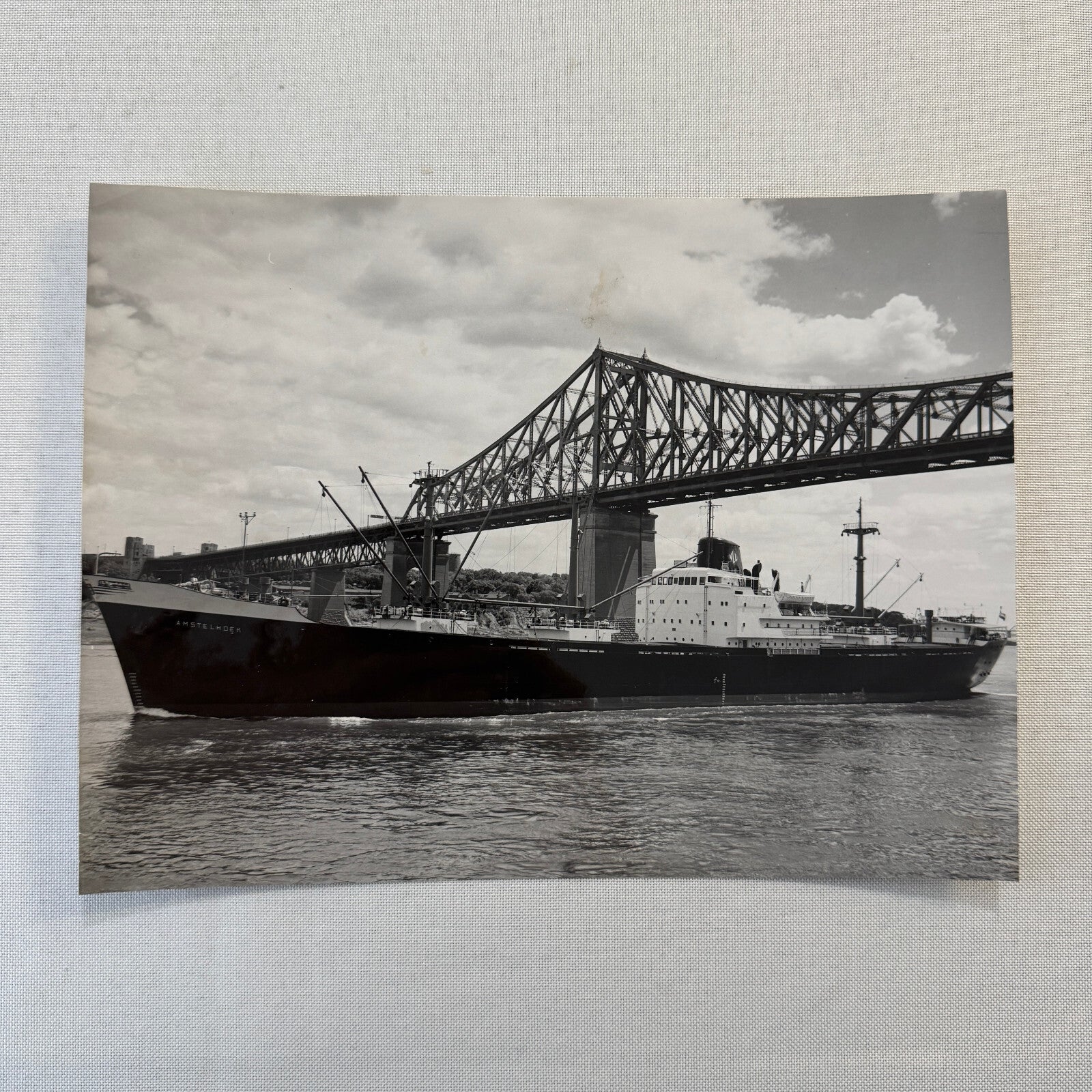 Vintage Boat Ship Photo Photograph Print MV Amstelhoek NLL NedLloyd Line 1960