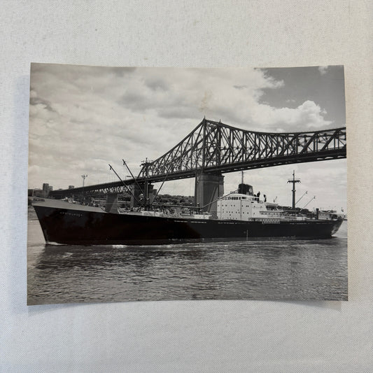 Vintage Boat Ship Photo Photograph Print MV Amstelhoek NLL NedLloyd Line 1960