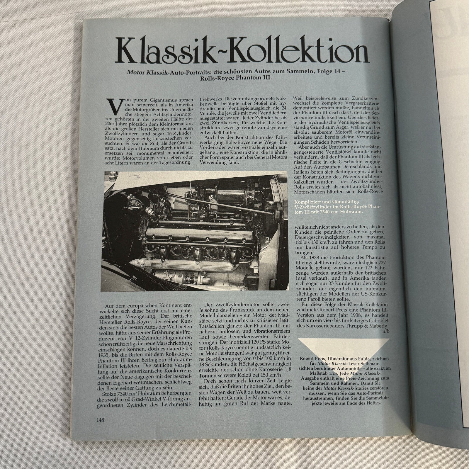 1938 Rolls Royce Phantom III Thrupp & Maberly Illustration Hand Drawn Art